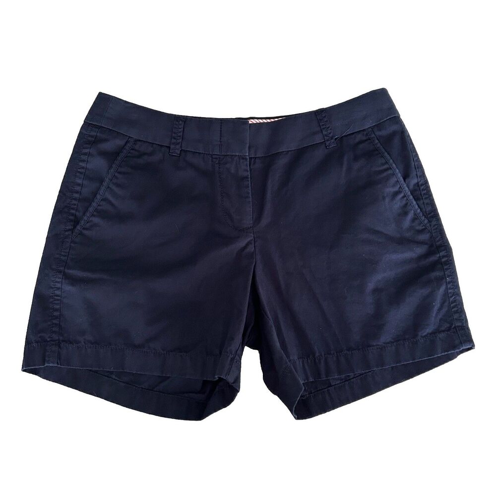 J Crew Broken In Chino Shorts Womens 4 Dark Blue Pockets Flat Front Preppy